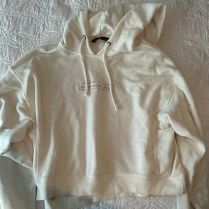 Abercrombie white cream hoodie logo sweatshirt